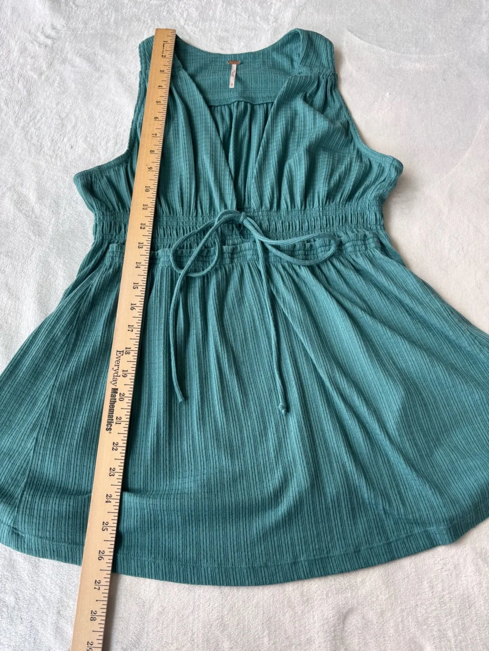 Free People Beach Bound Plunging Deep V-Neck Tank Top Teal Babydoll Size M